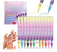 Audasi 12 Colour Nail Art Pens, Marcadores para Arte en Uñas 0,5mm Bolígrafo de Esmalte de Uñas 3D Bolígrafo Graffiti para Uñas Bolígrafo Manicura Pintura DIY Arte Belleza Adorno para Mujeres Niñas