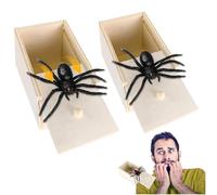 Audasi 2 Pcs Spider In a Box Prank, Divertida Caja de Sustos Araña Escondida en Caja de Sustos de Madera Divertidísimo Juguete de Sustos Araña Realista Araña de Goma Práctico Juguete de Bromas