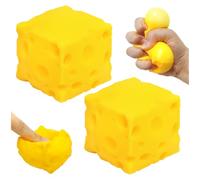 Audasi 2 Unidades Apretar Queso Amarillo, Juguete para Pelotas antiestrés Textura Suave Y Calmante Pelota antiestrés Ayuda para Aliviar El Estrés, para Estudiantes, Adultos, Hogar, Escuela Y Viajes