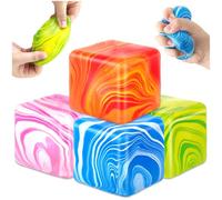 Audasi 4 Pcs Fidget Toys Squishy Stress Cube, Cubo De Hielo Sólido Azúcar De Malta Lleno De Alta Densidad Juguetes Alivio del Estrés Squishy Bolas Fidget Autismo Cubo De Alivio La Ansiedad Sensorial