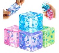 Audasi 4 Piezas Fidget Toys Squishy Stress Cube, Cubo De Hielo Sólido Azúcar De Malta Lleno De Alta Densidad Juguetes Alivio del Estrés Squishy Bolas Fidget Cubo De Alivio La Ansiedad Sensorial