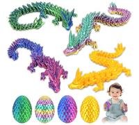 Audasi 4Pcs Huevo de Dragón,Totalmente Articulado Dragón de Cristal con Huevo de Pascua Huevos de Dinosaurio Sorpresa Articulaciones Flexibles Misterio Dragón Figuras de Acción