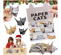 Audasi 50 Piezas Kit de Origami de Gatos de Papel, Gatos de Papel de Origami Kit Creativo de Animales de Origamis Divertida Actividad Artesanal para Adultos y Niños Decoración de Escritorio