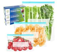 Audasi 60Pcs Bolsas Congelacion, 3 Sizes Bolsas Ziploc Reutilizables Bolsas Para Alimentos Con Fondo Expansible Bolsas De Cierre Deslizante Sin Para Alimentos Carne Cereales Frutas Verduras