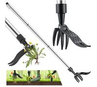 Audasi Extractor de maleza, 100CM Weed Puller with Stainless 3Claws and Foot Pedal Root Removal Tool Weed Remover Tool Stand Up Lawn Garden Tool Aluminium handle Cpvbobul Kit
