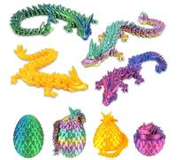 Audasi Huevo de Dragón, 4Pcs Totalmente Articulado Dragón de Cristal con Huevo de Pascua Huevos de Dinosaurio Sorpresa Articulaciones Flexibles Misterio Dragón Figuras de Acción Dragon Egg