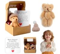 Audasi Pocket Hug Positive Mini Oso de peluche, Mini osito inspirador alemán Papel Fluffie Stuffies Osito Muñeca Piensa Pronto Bueno Pequeño Bolso Abrazo Llavero Decoración Regalo Positivo