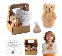 Audasi Worry Bear Hug In A Box, Mini Oso con Tarjeta Inspiradora Muñeca De Peluches De Peluches Oso Que Piensa En Usted Pronto Se Saluda Pequeño Abrazo De Bolsillo Decoración Llavero Regalo Positivo