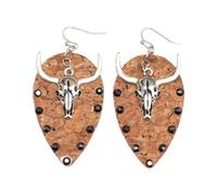 Audaz Oxhead Design Light Pu Lederlegierung Ohrringe für Frauen Trendy Gothic Themeed Schmuck Geschenk Trendy Bullenschäel Ohrohrschmuck, talla única, como se describe, como se describe