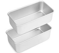 Auddemg 2 Piezas Molde Rectangular para Pan, Pasteles, Tostadas, Molde Bizcocho y Repostería, Aluminio Anodizado, 16 x 10 x 6,5 cm, Plateado