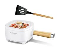 Audecook Olla Eléctrica 2L, Sartén De Cerámica Antiadherente Mejorada De 24 Cm, Sartén Eléctrica Multifunción Para Bistec, Huevo, Ramen, Avena, Sopa (Blanco, Sin vaporera)