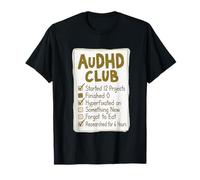 AuDHD Club Checklist Neurodiversidad Diseño de hiperenfoque Camiseta
