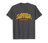 Audhd Power Autismo TDAH Concienciación Rayos Rayos Streetwear Camiseta, Hombre, Jaspeado Oscuro, XXL
