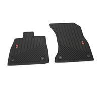 Audi Alfombrillas para Todo Clima, Plástico Reciclado, Compatible con Audi SQ5, con Elementos de Fijación, Negro con Diseño de Rombos y Logo S, Delanteras, 2 Piezas