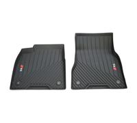 Audi Alfombrillas Protectoras de Plástico, Compatible con Audi Q6 e-Tron, con Diseño de Rombo Rojo y Logo RS, Negro, para Asientos Delanteros