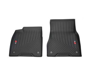 Audi Bandejas para Espacio de Pies, Plástico, Compatible con Audi Q6 e-Tron, con Logotipo S y Rombo Rojo, Negro, Delantero