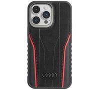 Audi Funda de Cuero Genuino iPhone 14 Pro 6.1" Estuche rígido Negro y Rojo AU-TPUPCMIP14P-R8/D3-RD