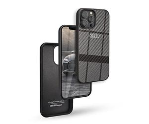 Audi Funda de fibra de carbono Carcasa para iPhone 13 Pro Max de 6,7 pulgadas negro duro AU-TPUPCIP13PM-R8D2-BK