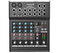 Audibax 802 FX - Mesa de Mezclas de Sonido - Mezclador de Audio de 6 Canales - DSP de Efectos con 79 Programas - 2 Entradas Estéreo Jack - Ecualizador de 3 Bandas - Alimentación de 48 V Phantom Power