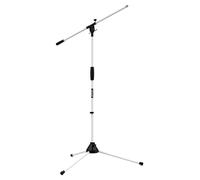 Audibax Ayra 10 White - Soporte para Micrófono de Suelo - Soporte con Brazo Regulable y Clip para Micrófono - Pie para Micrófono con Base de Trípode - Diseño Plegable y Ajustable en Altura