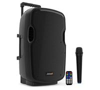 Audibax Denver 10 - Altavoz Activo PA de 10" - Potencia de 150W - Altavoz Amplificado - Conexión USB/SD - Altavoz con Bluetooth - Incluye Ruedas + Micrófono de Mano - Batería con Autonomía de 6 Horas