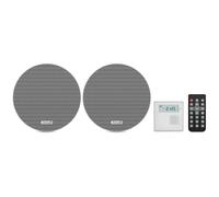 Audibax Flint Kit - Altavoces de Techo con Bluetooth - 2 Altavoces Empotrables de 10W - Diámetro de Corte de Instalación 165/170 mm - Amplificador Estéreo de Pared - Altavoz Activo y Pasivo