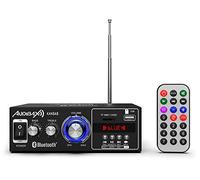 Audibax Kansas - Amplificador de Audio HiFi - Conexión Bluetooth - Potencia de 40W + 40W - Entradas para Micrófonos, SD y USB - Amplificador HiFi Estéreo con Reproductor MP3 y Radio FM