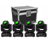 Audibax Kit 4 Boston 60 + Flightcase Cabezas Moviles Spot 60w + Flightcase