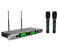 Audibax Missouri Rack A - Micrófono Inalámbrico Profesional UHF - 2 Micrófonos de Mano - Receptor para Montaje en Rack de 19" - Micrófonos Dinámicos en Aleación de Aluminio