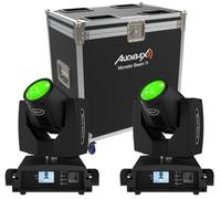 Audibax Monster Beam 7R 2 Unidades + Flightcase Doble. 14 Colores + Blanco. 17 Gobos Fijo + Blanco