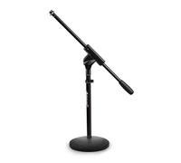 Audibax MS-044B - Soporte de Micrófono de Escritorio - Incluye 1 Sujetacable - Soporte de Mesa para Micrófono - Soporte de Micrófono Corto Ajustable y Desmontable - Base Redonda Antideslizante
