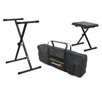 Audibax Onyx Pack de Soporte Teclado/Piano + Banqueta + Funda Teclado 61 Teclas