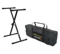 Audibax Onyx Pack Single - Soporte y Funda para Teclados y Pianos de 41 Teclas - Soporte Profesional de Tijera Simple + Estuche para Piano Digital - Peso Máximo del Soporte 35 kg