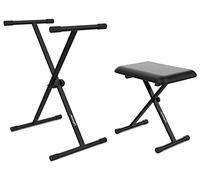 Audibax Onyx Pack V2 - Soporte de Teclado de Tijera con Banqueta - Soporte para Teclado con Ajuste de Rótula Easy Lock - Banqueta para Teclado con 3 Niveles de Regulación - Material Robusto y Sólido
