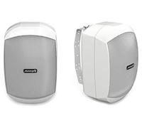 Audibax Ovo 4 White - Altavoces Pasivos de Estantería HiFi - Altavoz IP65 - Pareja de Altavoces de 35W Continuos - Potencia en Línea de 100V - Soporte de Pared Incluido - Altavoces con Woofer de 4"