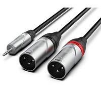 Audibax Pro Cable 2 XLR Macho a Minijack - Longitud 3 Metros - Conectores OFC de Alta Transmisión de Señal - Recubrimiento de PVC - Máximo Aislamiento - Diámetro 6 mm - Color Negro