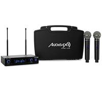 Audibax Sidney 1250 B - Sistema de Micrófono Inalámbrico Dual UHF - Micrófonos Inalámbricos con Frecuencia B - Incluye Maleta de Transporte - 2 Salidas de Audio XLR y 1 Salida Jack