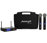 Audibax Sidney 500 B - Sistema de Micrófono Inalámbrico UHF - Micrófono Inalámbrico Profesional Doble de Mano - Modulación Analógica - Incluye Maleta de Transporte - Alcance de 50 Metros