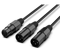 Audibax Silver Black Cable 2 XLR Macho a XLR Hembra - Longitud 15 cm - Conectores OFC de Alta Transmisión de Señal - Recubrimiento de PVC - Máximo Aislamiento - Diámetro 6 mm - Color Negro