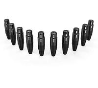 Audibax Silver Black Hembra - Pack de 10 Conectores XLR de 3 Pines - Conector Tipo Soldadura - Especial para Conexión de Audio - Conector Tipo Hembra - Aleación Zinc para Conductividad y Ruido Bajo