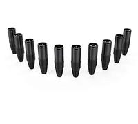 Audibax Silver Black Conector XLR Macho - Pack de 10 Unidades - Conectores OFC de Alta Transmisión de Señal - Recubrimiento de PVC - Máximo Aislamiento - Diámetro 6 mm - Color Negro