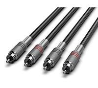 Audibax Silver Cable Premium 2 RCA a 2 RCA Stereo 3 Metros Negro