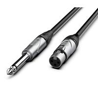 Audibax Silver Cable XLR Hembra a Jack Mono - Longitud 10 Metros - Conectores OFC de Alta Transmisión de Señal - Recubrimiento de PVC - Máximo Aislamiento - Diámetro 6 mm - Color Negro