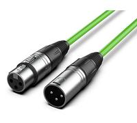 Audibax Silver Cable XLR Macho a XLR Hembra - Longitud 15 Metros - Conectores OFC de Alta Transmisión de Señal - Recubrimiento de PVC - Máximo Aislamiento - Diámetro 6 mm - Color Verde