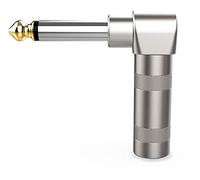 Audibax Silver | Conector Jack Mono Acodado | Terminal Eléctrico Máxima Calidad | Bañado en Oro 24k | Fiabilidad Absoluta | Conector de Audio Balanceado | Jack Uso Universal | Gran Calidad Sonora