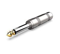 Audibax Silver Jack Mono - Conector Jack Mono y Bañado en Oro 24k - Jack de Audio de 6,35 mm - Hecho en Metal Sólido - Alta Conductividad y Ruido Bajo