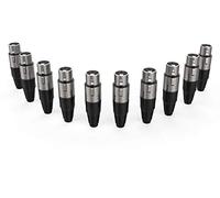 Audibax Silver Conector XLR Hembra - Pack de 10 Unidades - Conectores OFC de Alta Transmisión de Señal - Recubrimiento de PVC - Máximo Aislamiento - Diámetro 6 mm - Color Negro