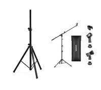 Audibax - Soporte Profesional para Altavoces y Micrófono - Trípode Extensible y Plegable - Negro Mate - Estilo Moderno y Profesional - Altura Ajustable 64-158cm - Peso Soportado 30 kg