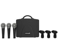 Audibax XM1800 - Pack de Micrófonos con Maleta - 3 Micrófonos Dinámicos de Mano - Micrófonos con Supercardioide para Vocalistas o Intrumentos - Maleta Sólida con Asa - Interior Acolchado con Foam