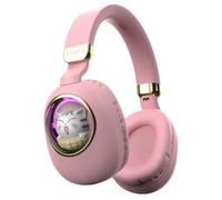 Audífonos con cable para niñas y niños, con cancelación de ruido, color rosa, inalámbricos, para la escuela, con luz sobre la oreja, plegables, para gatos, con micrófono, para iPad, Kindle, tableta,